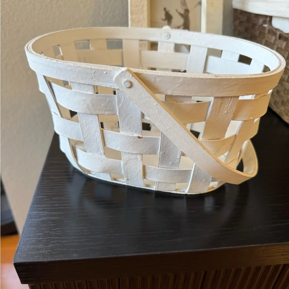 White Basket with Handle